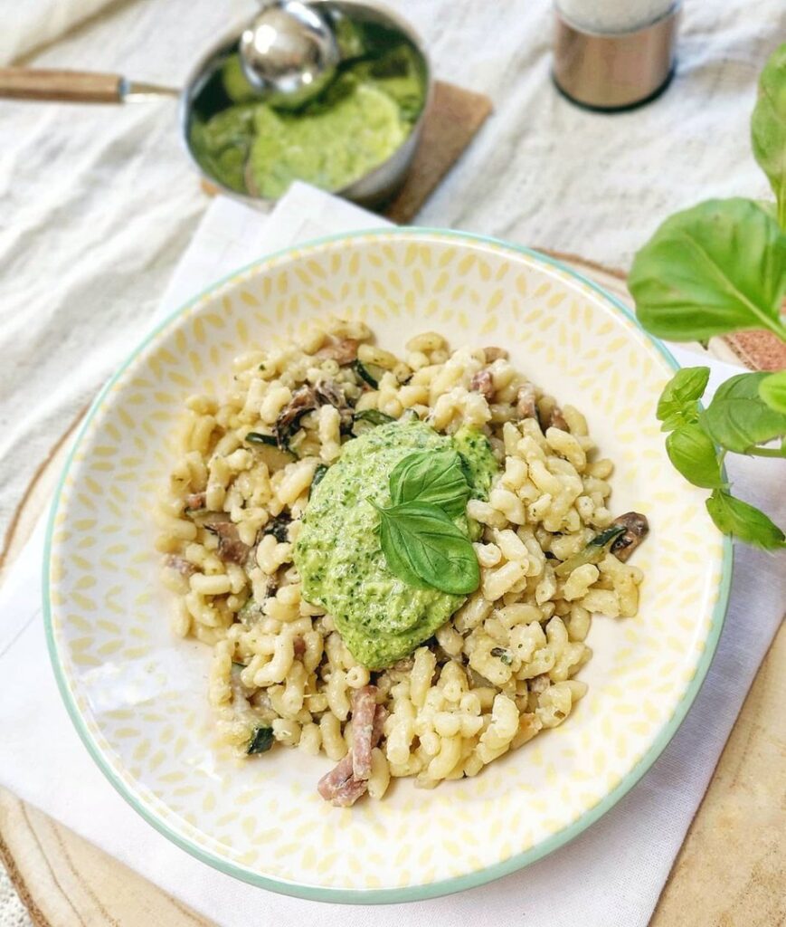 Coquillettes facon risotto et pesto maison