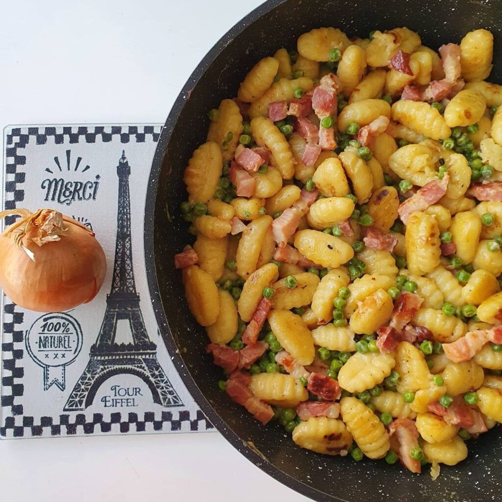 Gnocchis lardons petits pois