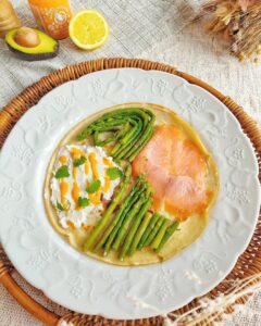 Crêpe salée saumon et asperges vertes