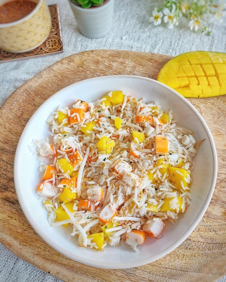 Salade de riz surimi-mangue-soja Salade de riz surimi-mangue-soja