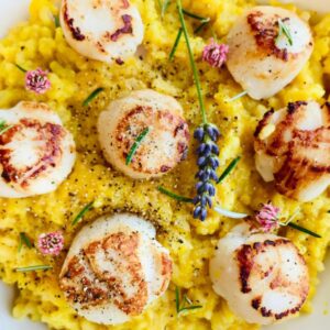 Risotto curcuma/safran & noix de saint jacques poêlées
