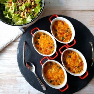 Clafoutis chorizo courgette parmesan