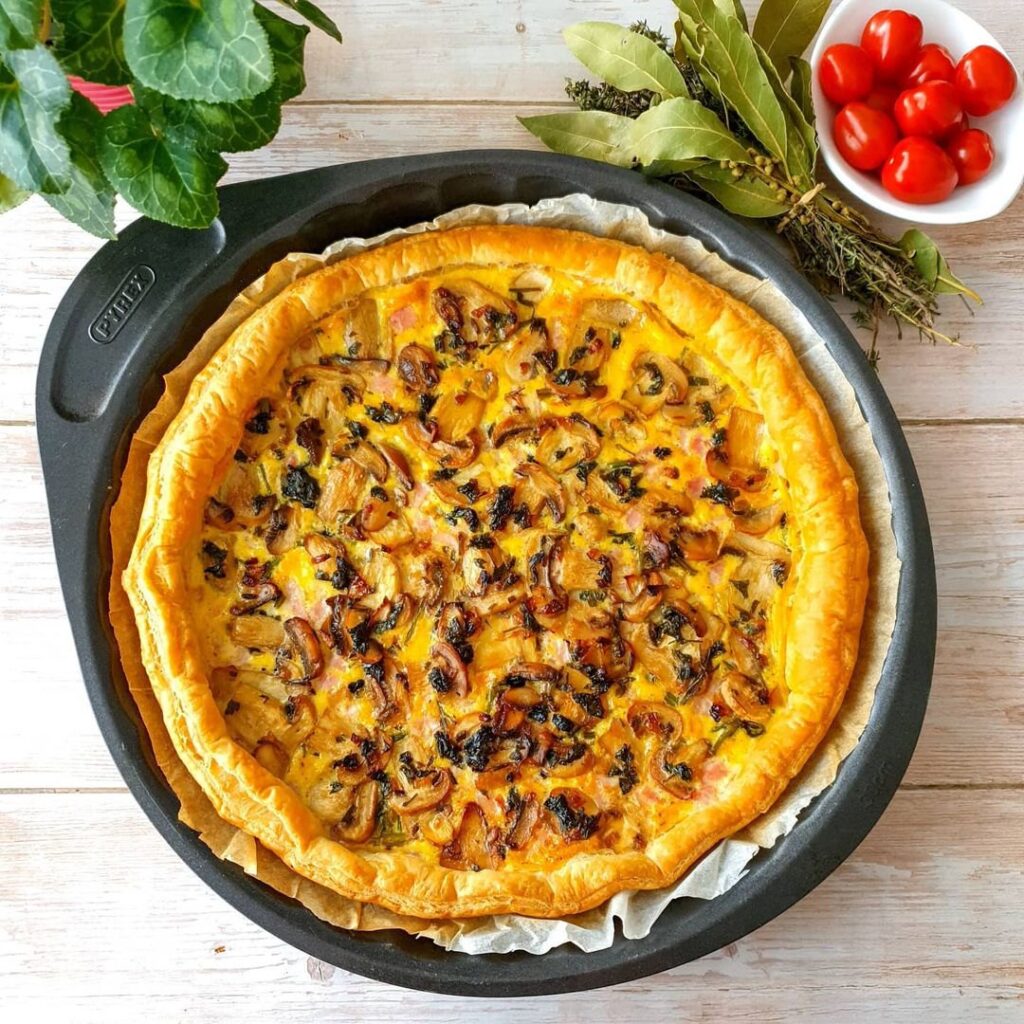 Tarte champignons bacon