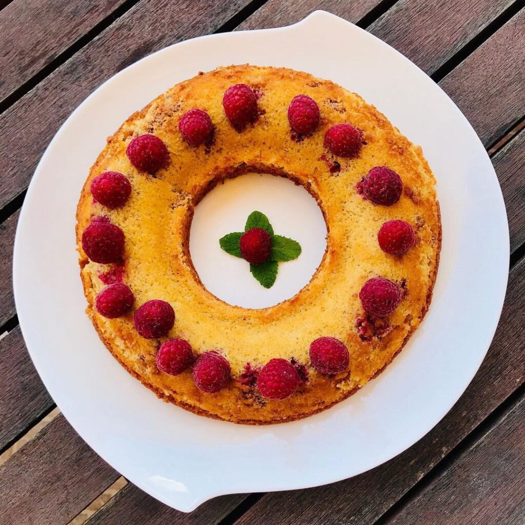 Gâteau framboises et amandes sans beurre