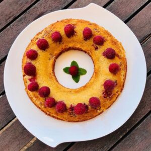 Gâteau framboises et amandes sans beurre