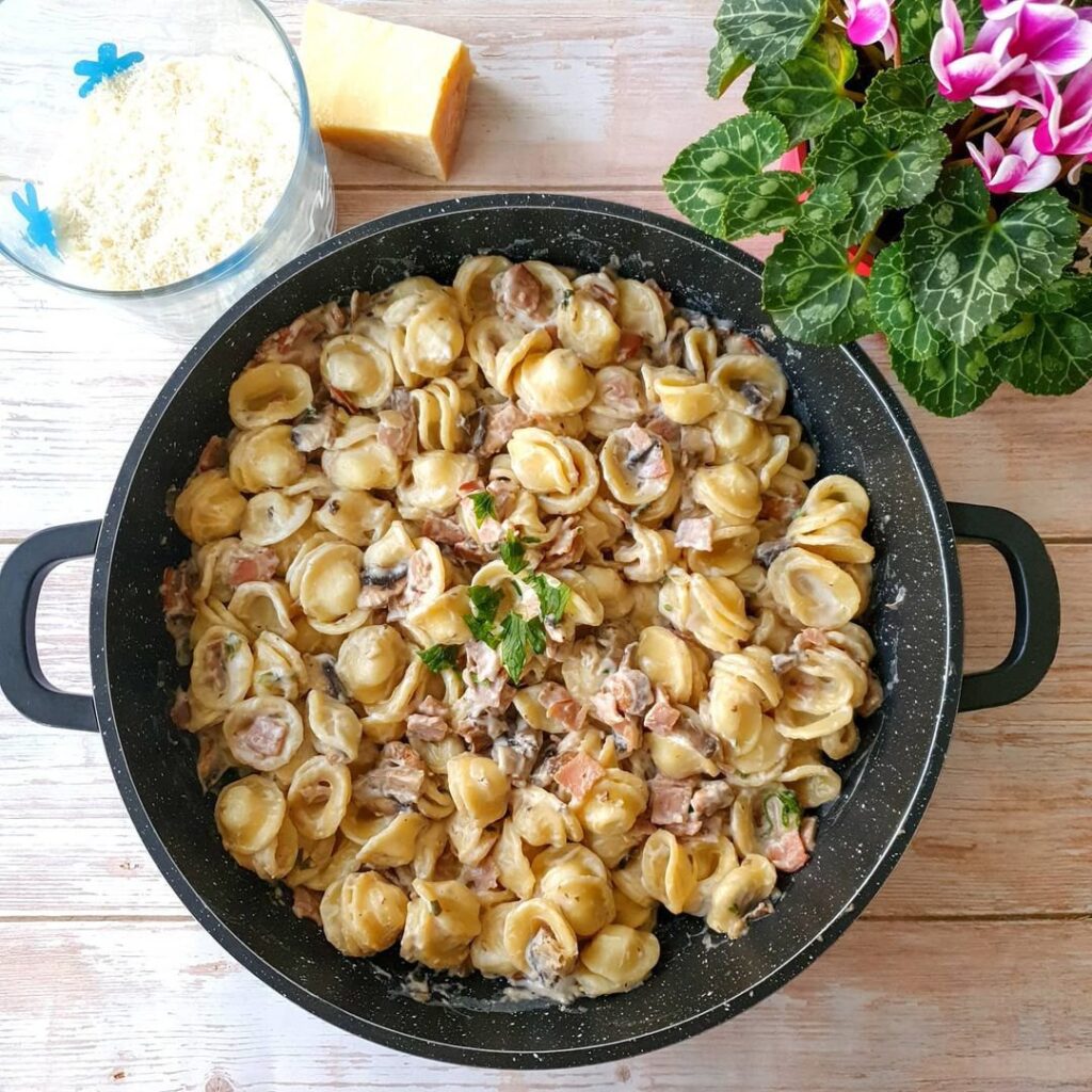 Orecchiette bacon champignons