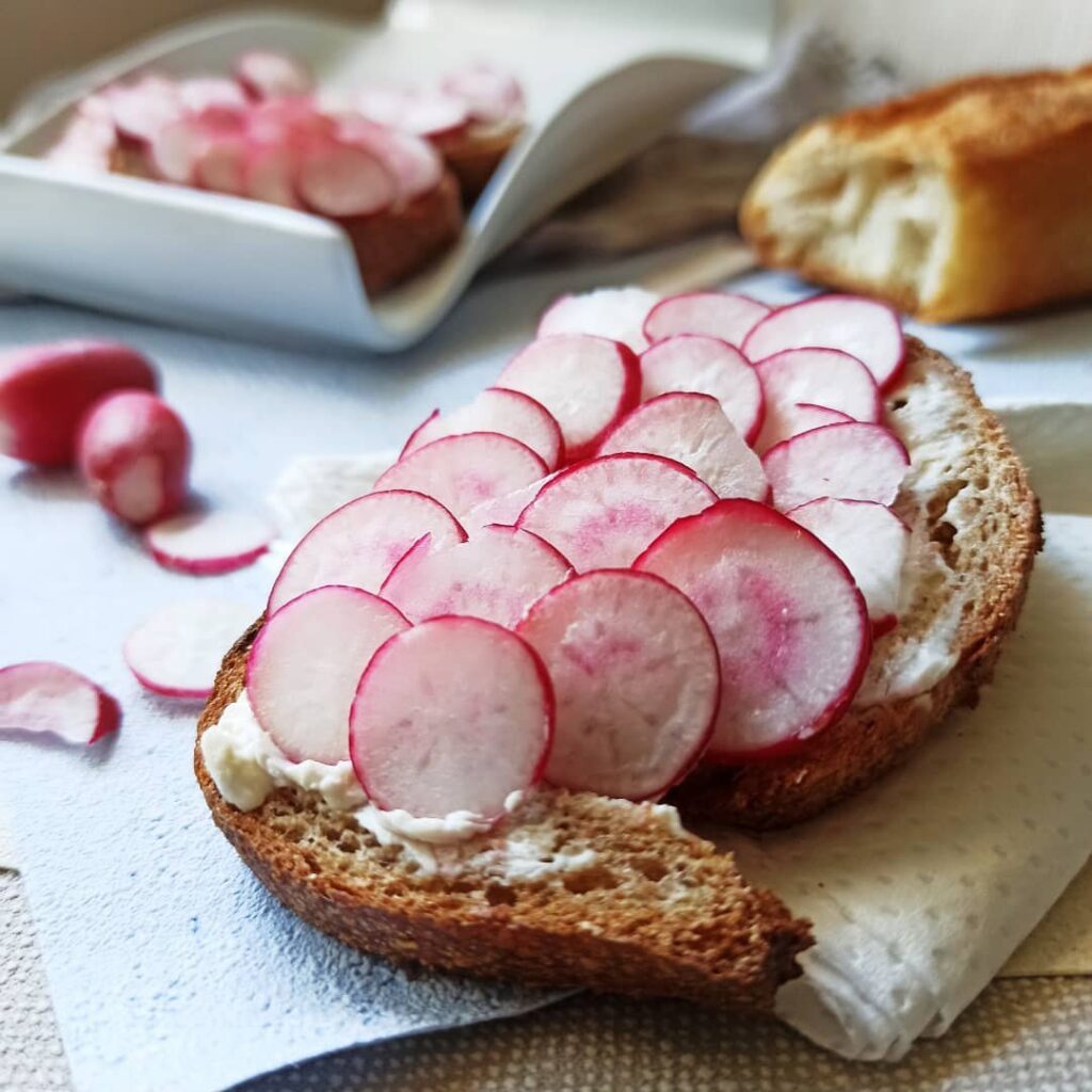 Toasts radis et fromage frais