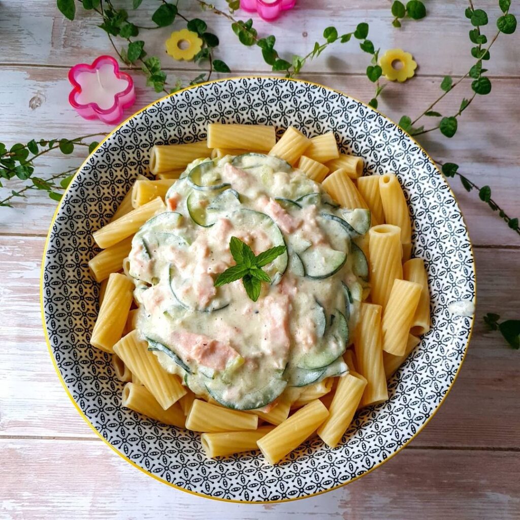 Tortiglioni saumon courgettes