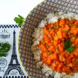Curry de patates douces et petits pois