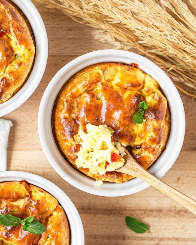 Flan poivrons, curry et ricotta