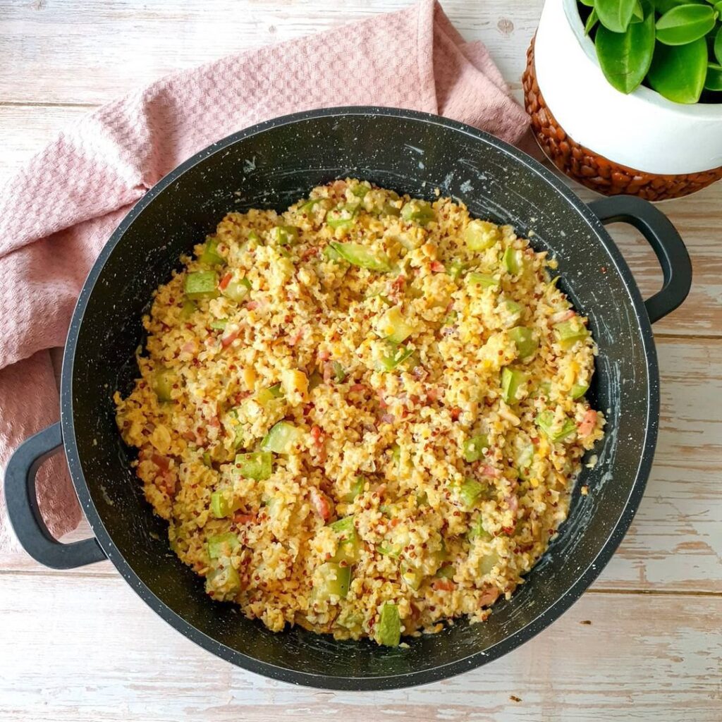 Féculents aux courgettes blanches et lardons
