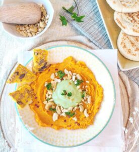 Houmous aux carottes  sauce persil ricotta