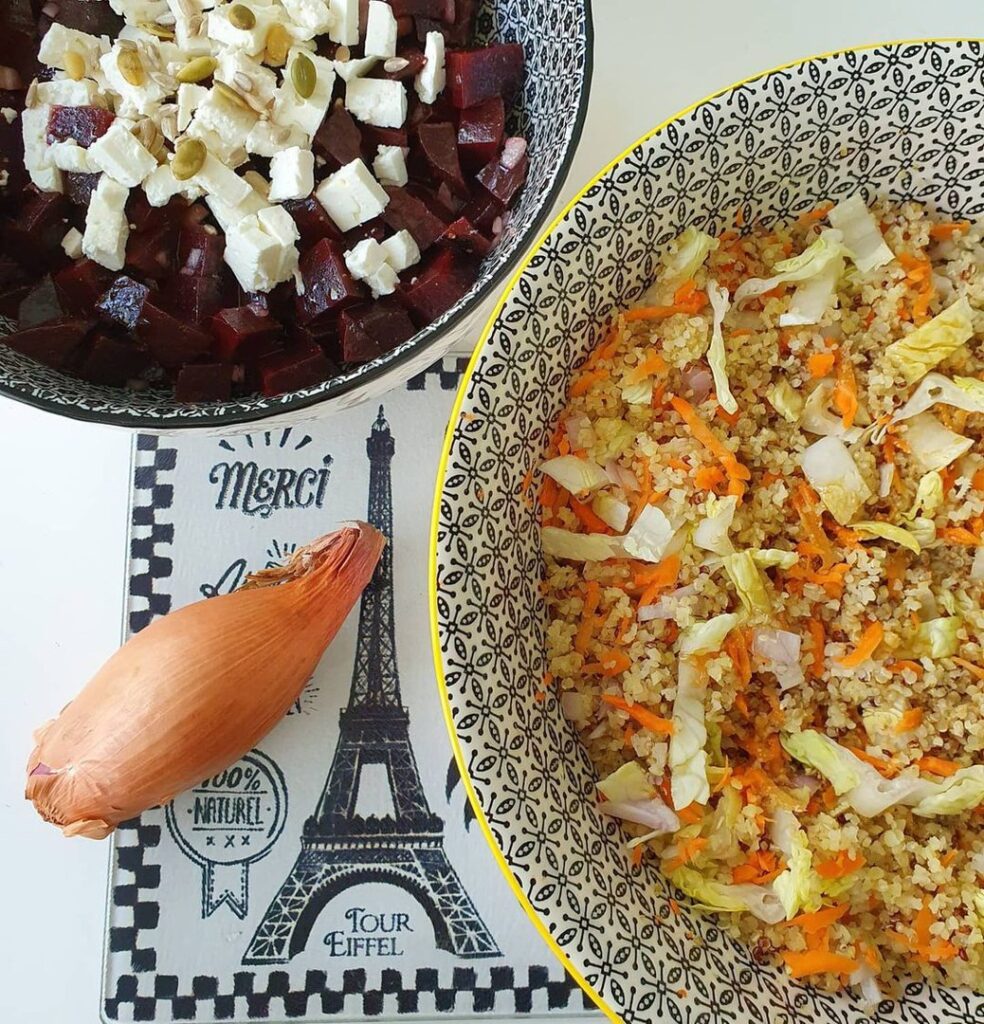 Salade de betteraves feta et salade de quinoa