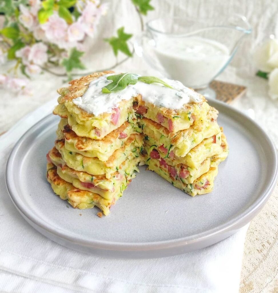 Pancakes salés courgettes bacon