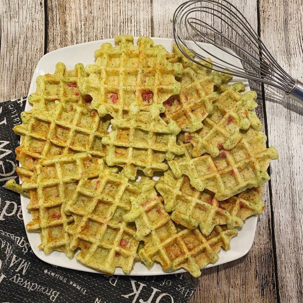 Gaufre brocolis  jambon et comté
