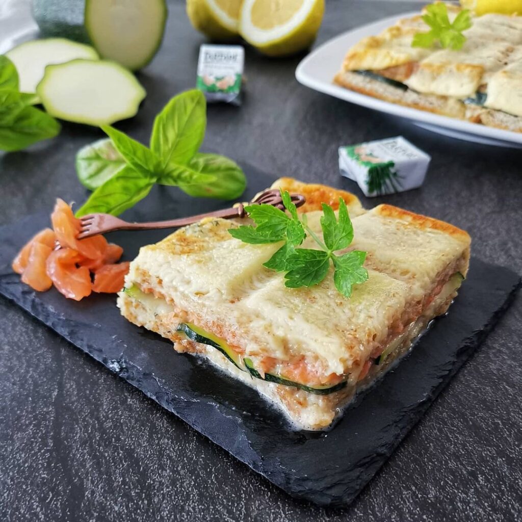 Croque-monsieur à la truite fumée courgette et tartare