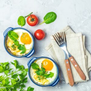 Shirred egg with bacon