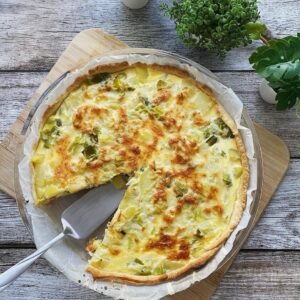 Tarte poireau, pomme de terre, lardons