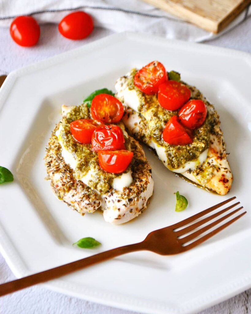 Poulet grillé à l&rsquo;italienne pesto x tomates x mozza