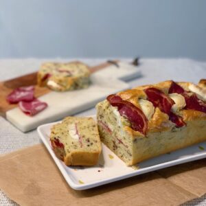 Cake salé pancetta/chèvre/miel