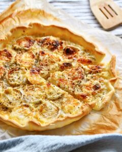 Tarte salée chèvre miel