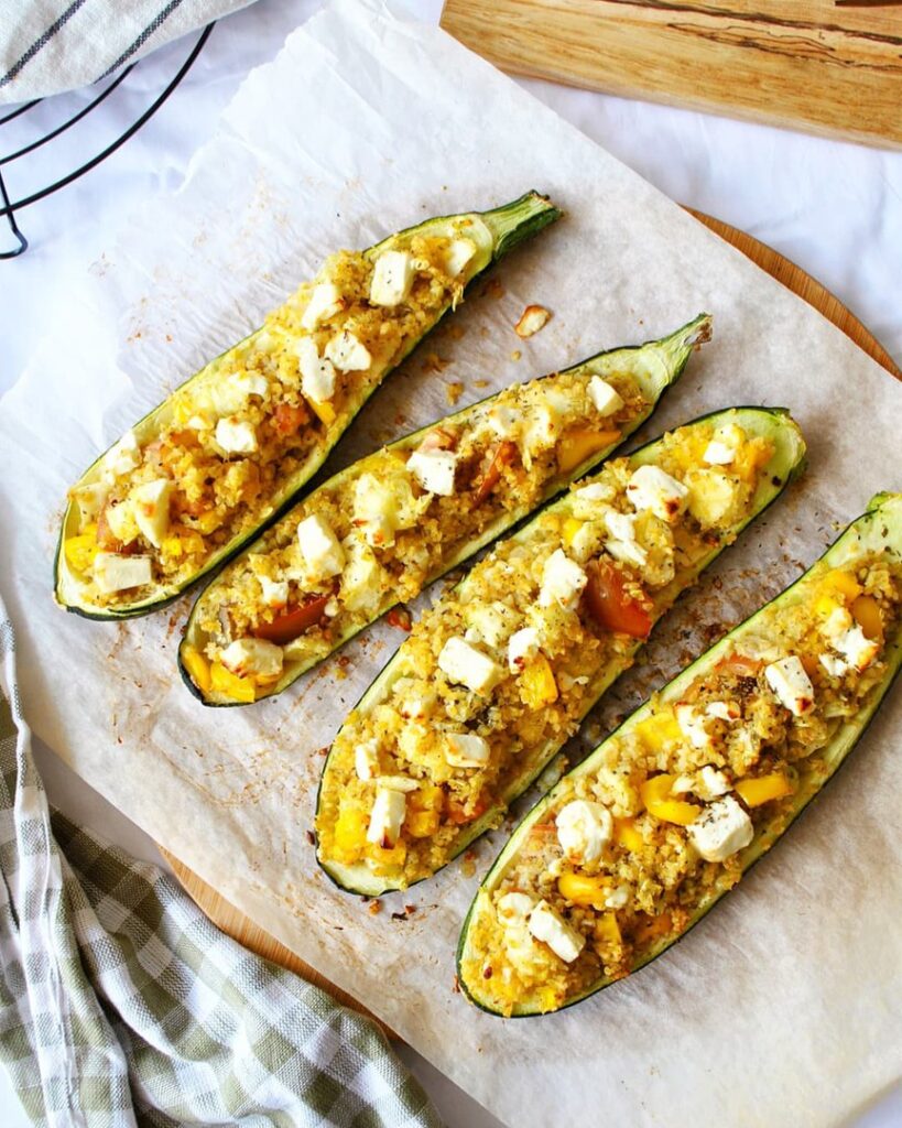 Courgettes farcies boulgour x légumes d&rsquo;été x feta