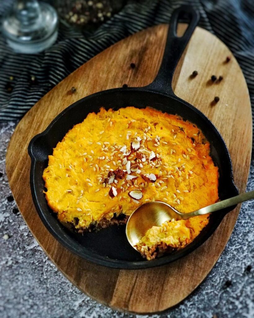 Hachis parmentier végétarien aux lentilles vertes