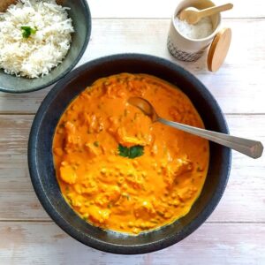 Crevettes au lait de coco et petits pois