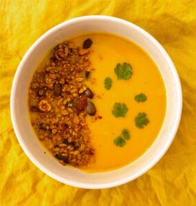 Velouté butternut patate douce et lait de coco
