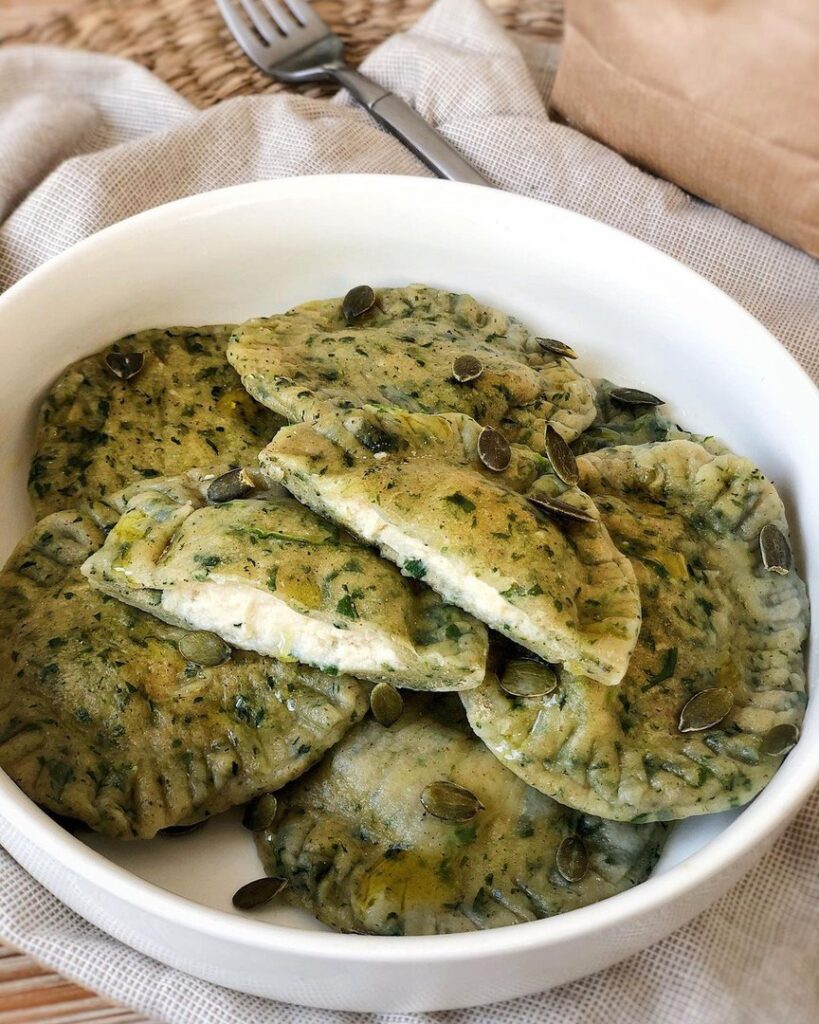 Raviolis aux épinards & cajou