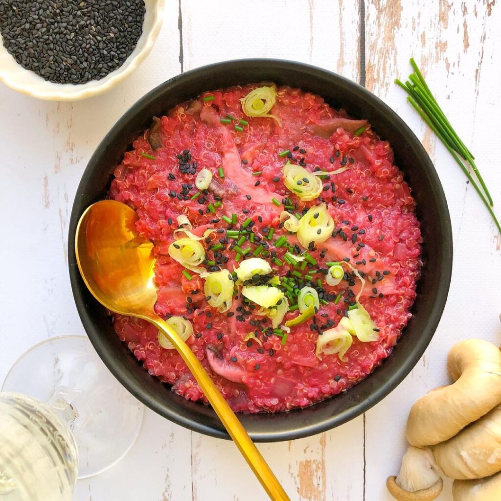 Quinotto rose aux pleurotes