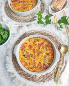 Clafoutis courgette chorizo parmesan