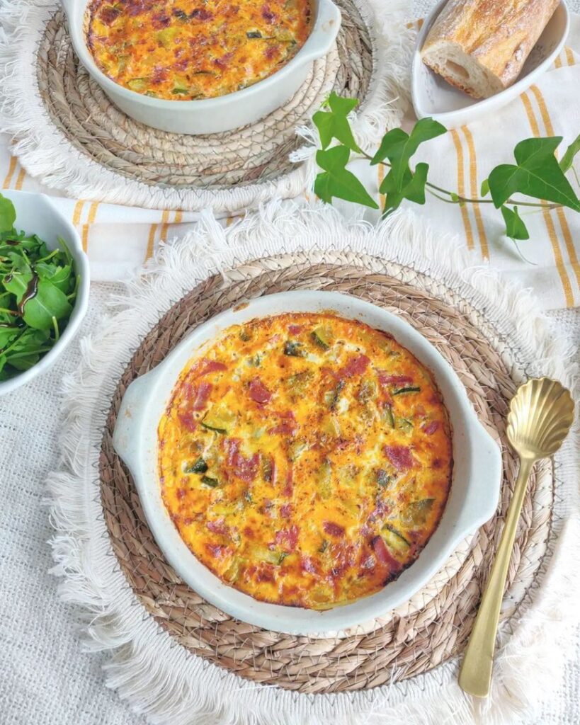 Clafoutis courgette chorizo parmesan
