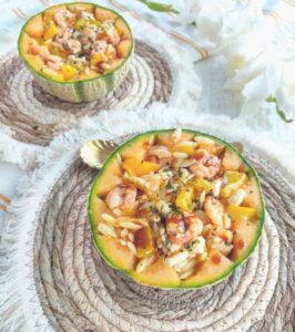 Salade de crevette melon et feta