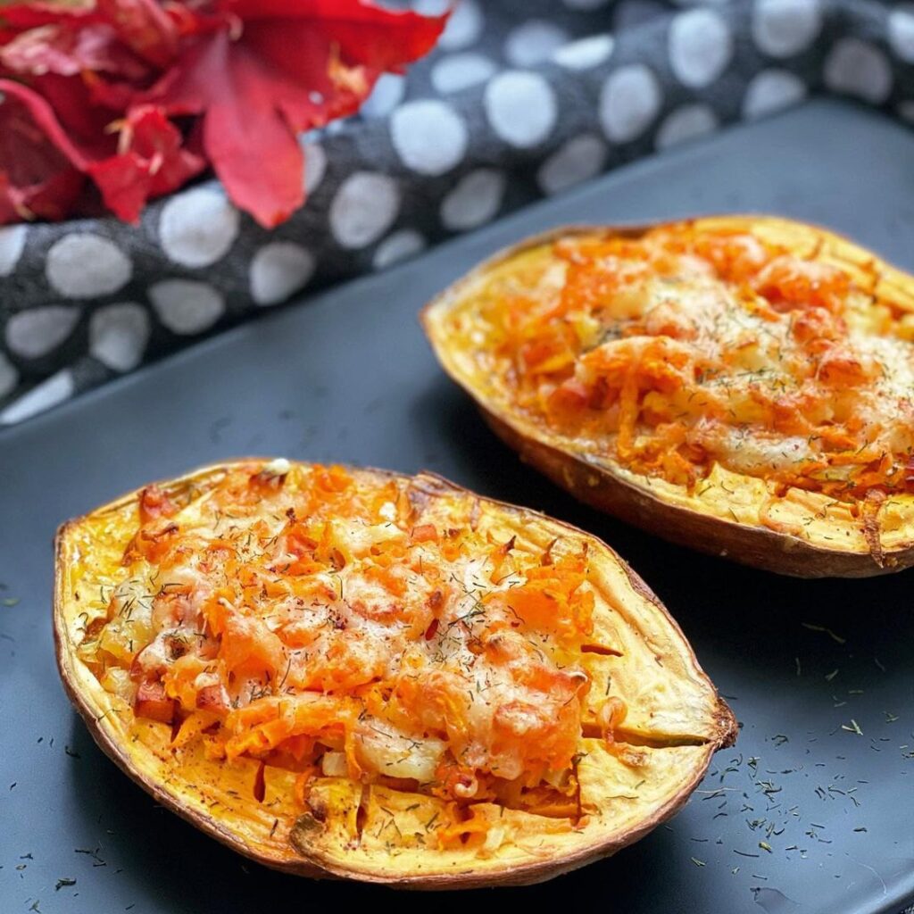 Patate douce farcie à la saucisse