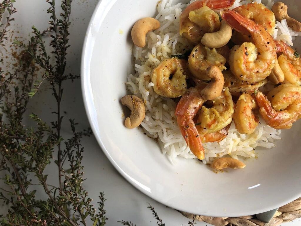 Riz crevette curry coco