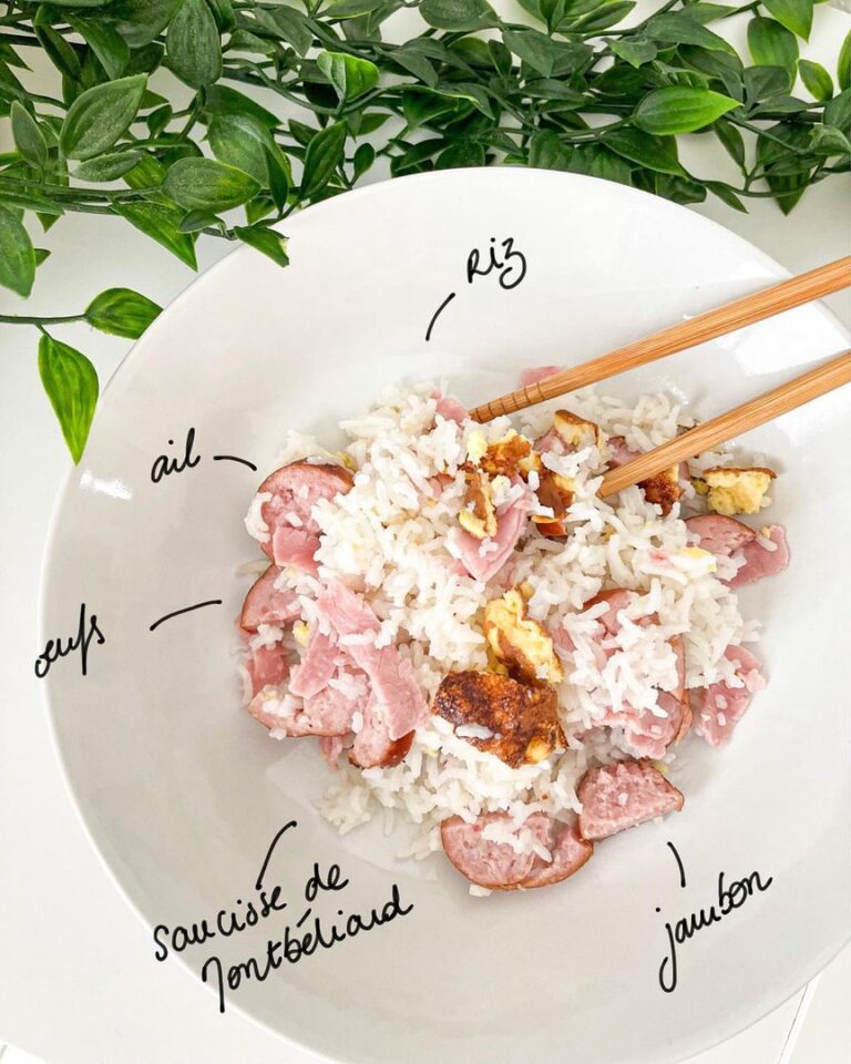 Riz cantonais saucisse de Montbéliard Riz cantonais saucisse de Montbéliard