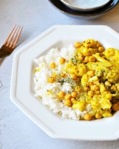 Veggie curry chou fleur pois chiches coco