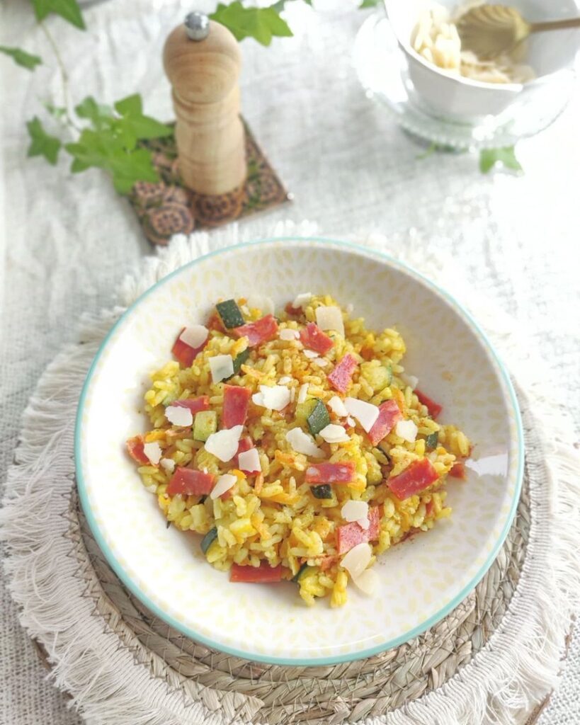 Risotto curcuma légumes chorizo