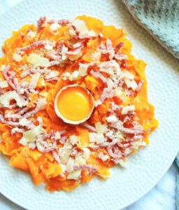 Tagliatelles de carotte façon pâtes carbonara