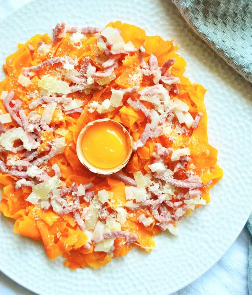 Tagliatelles de carotte façon pâtes carbonara