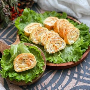 Omelette roulée à la fêta et aux carottes