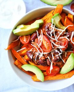 Patate douce au chili express, avocat & co