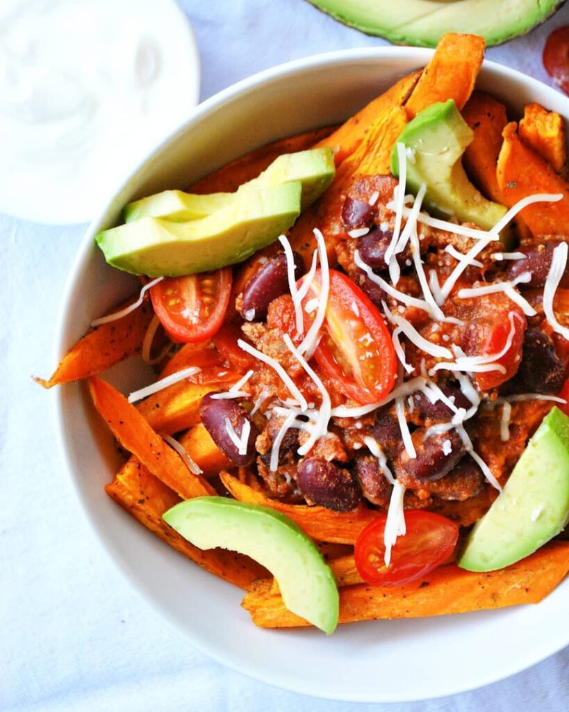 Patate douce au chili express, avocat & co