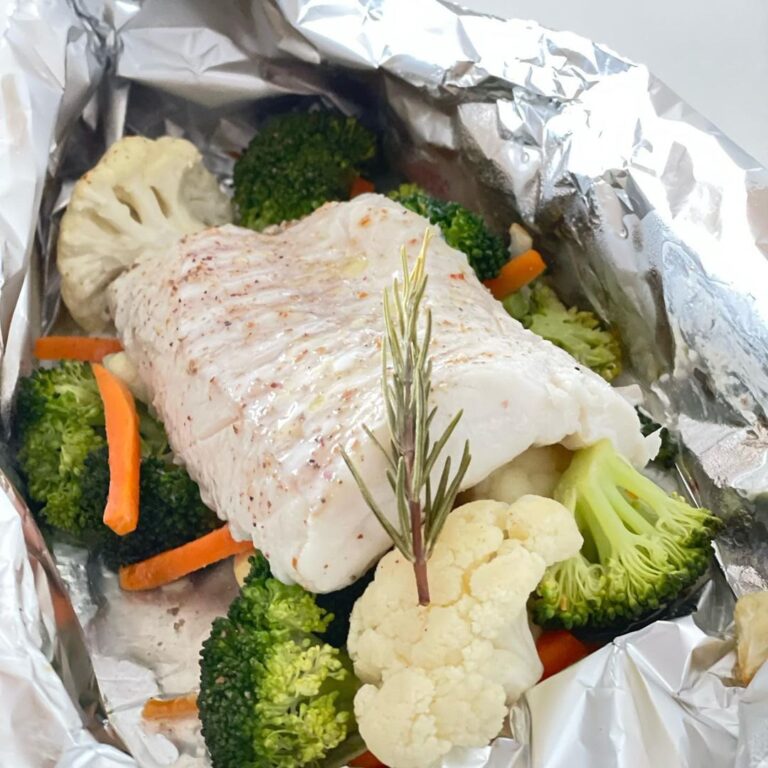Filet de cabillaud aux légumes citronnés en papillote