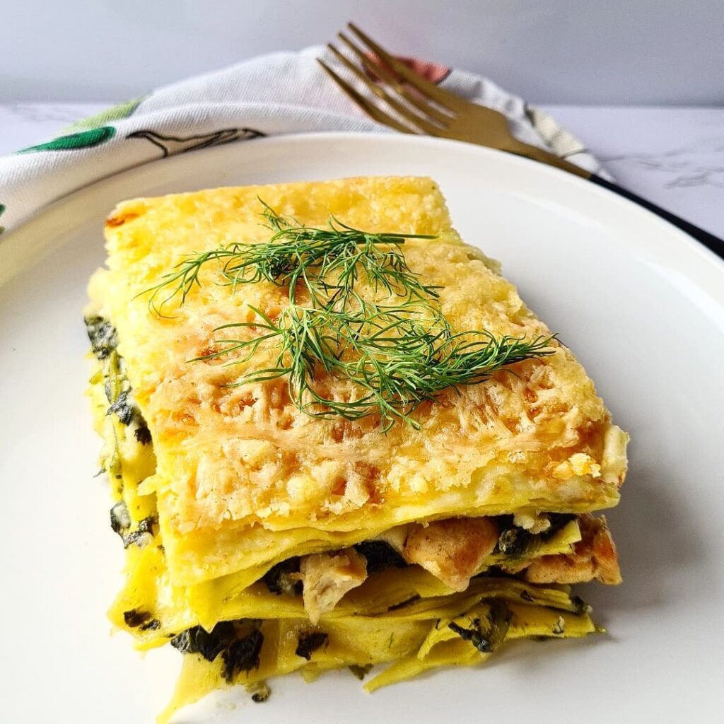 Lasagne au poulet et épinards crémeux