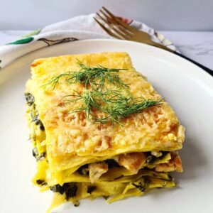 Lasagne au poulet et épinards crémeux