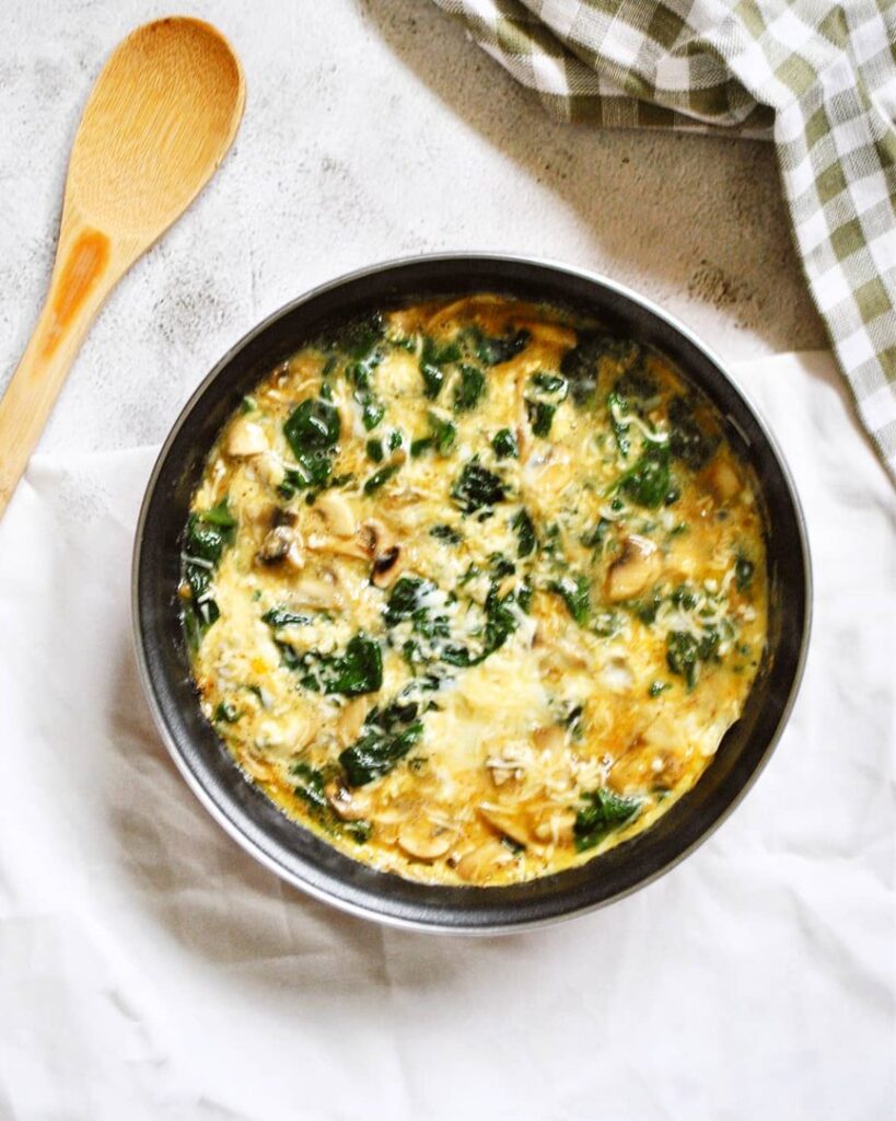 Omelette champignon épinard comté