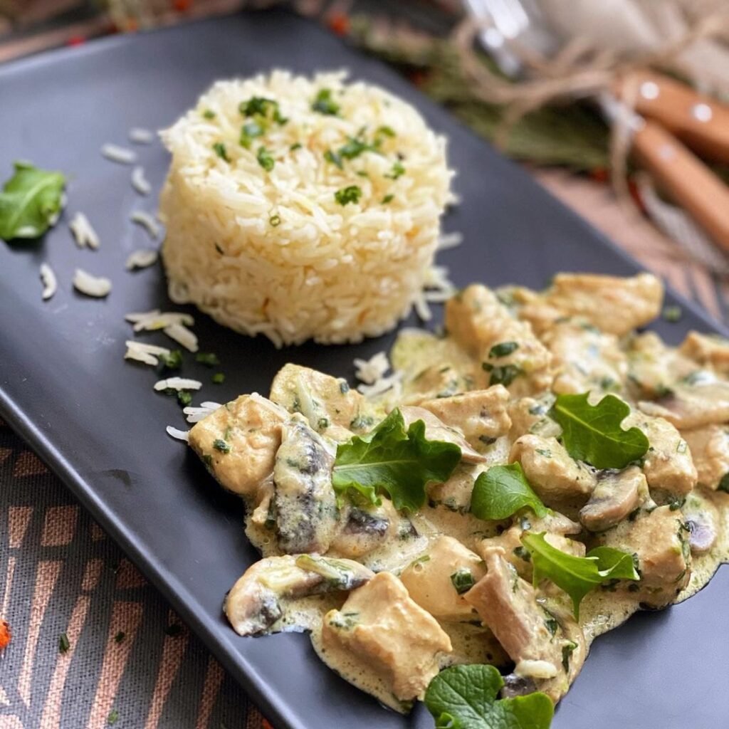 Escalope champignons riz