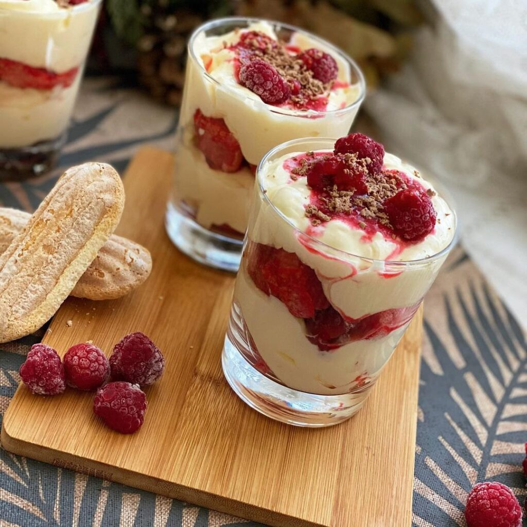 Verrines de tiramisu  aux framboises